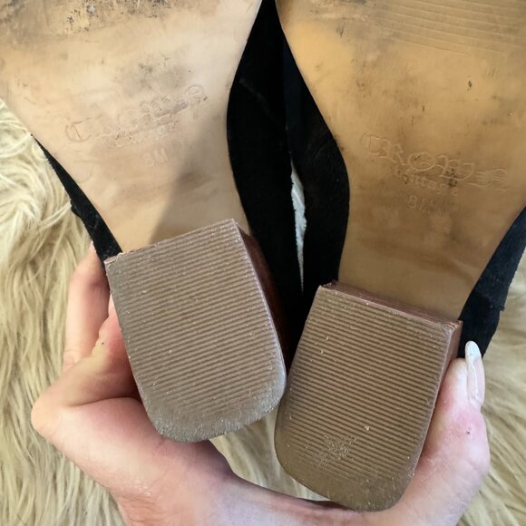 Black suede block heel western look boot- size 8 - Picture 5 of 6